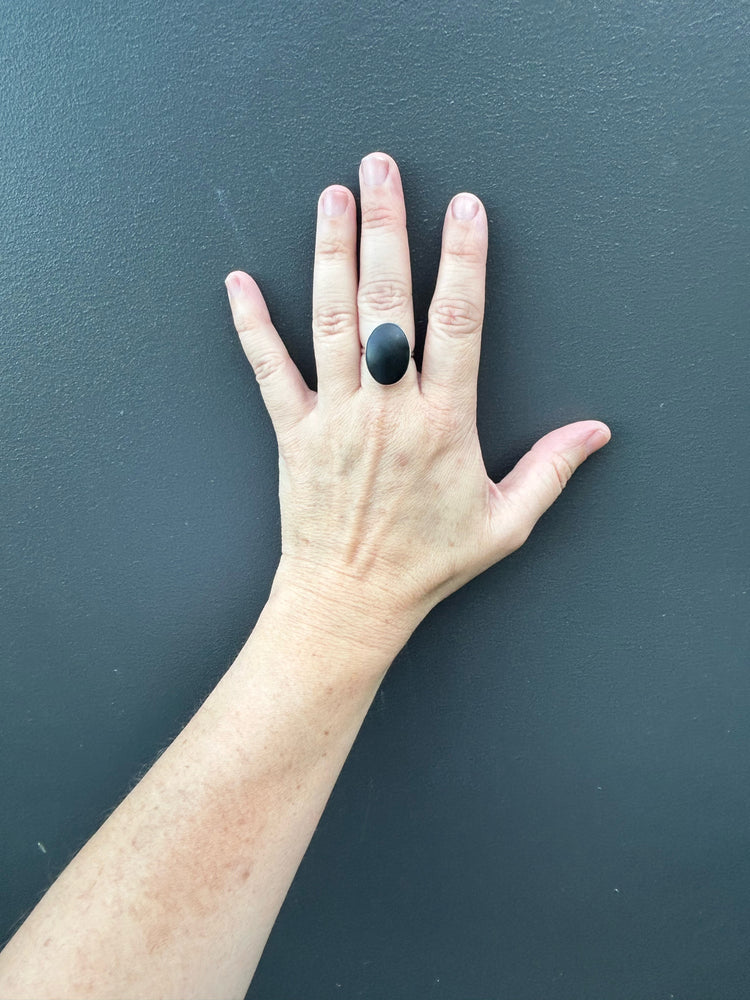 Matt Black Jade - Guardian Ring