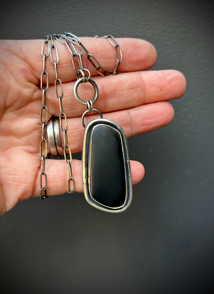 Matt Black Jade - protective Pendant
