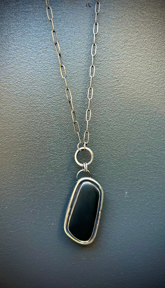 Matt Black Jade - protective Pendant