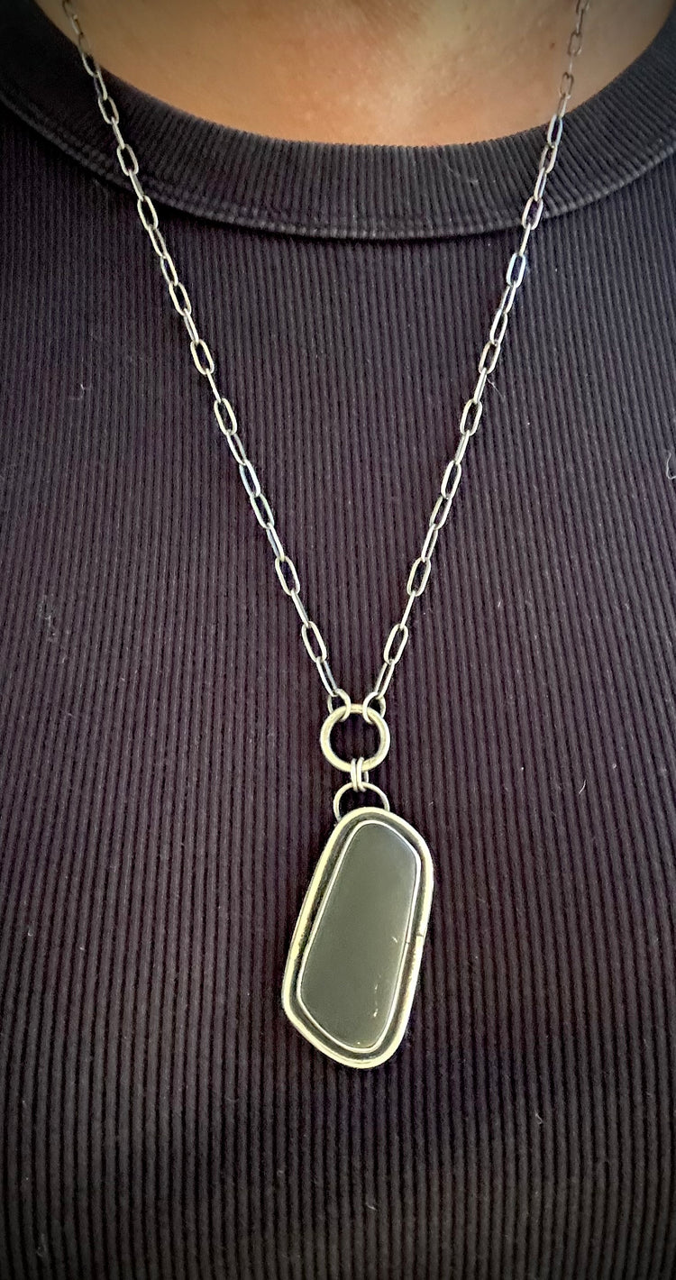 Matt Black Jade - protective Pendant